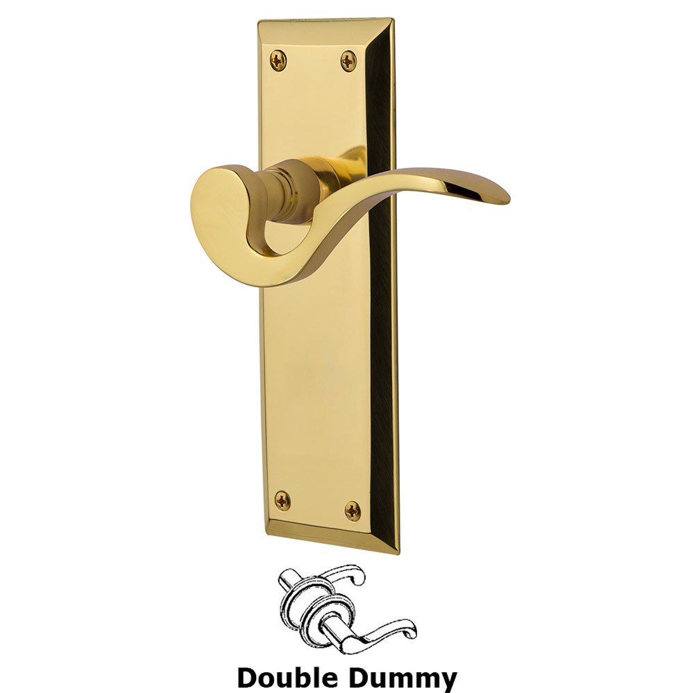 Nostalgic Warehouse New York Plate Double Dummy Manor Lever in Polished Brass