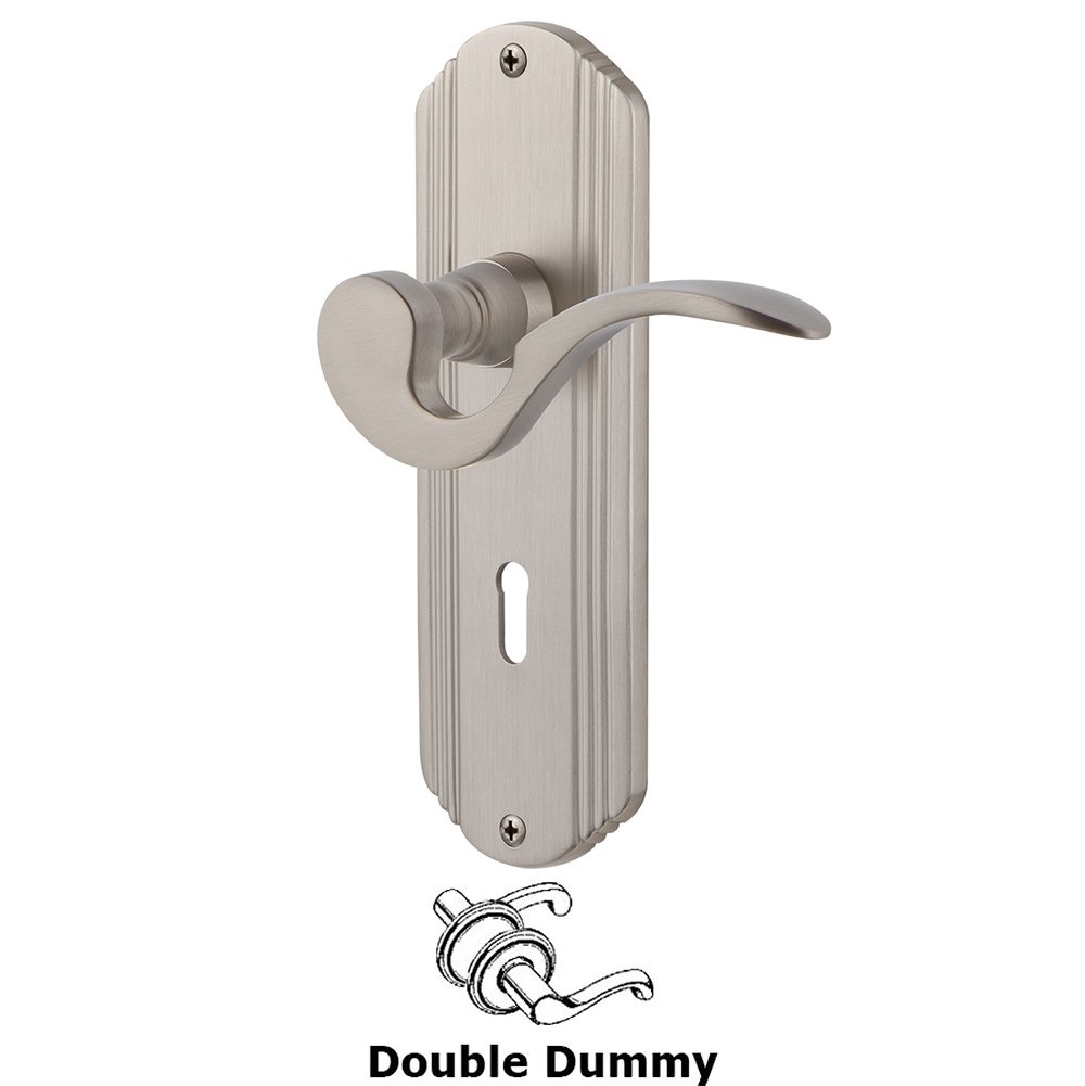 Nostalgic Warehouse Deco Plate Double Dummy with Keyhole and  Manor Lever in Satin Nickel