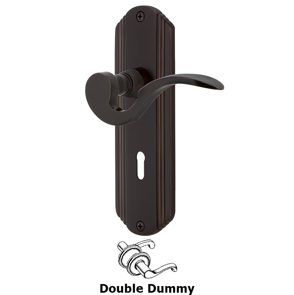 Nostalgic Warehouse Deco Plate Double Dummy with Keyhole and  Manor Lever in Timeless Bronze