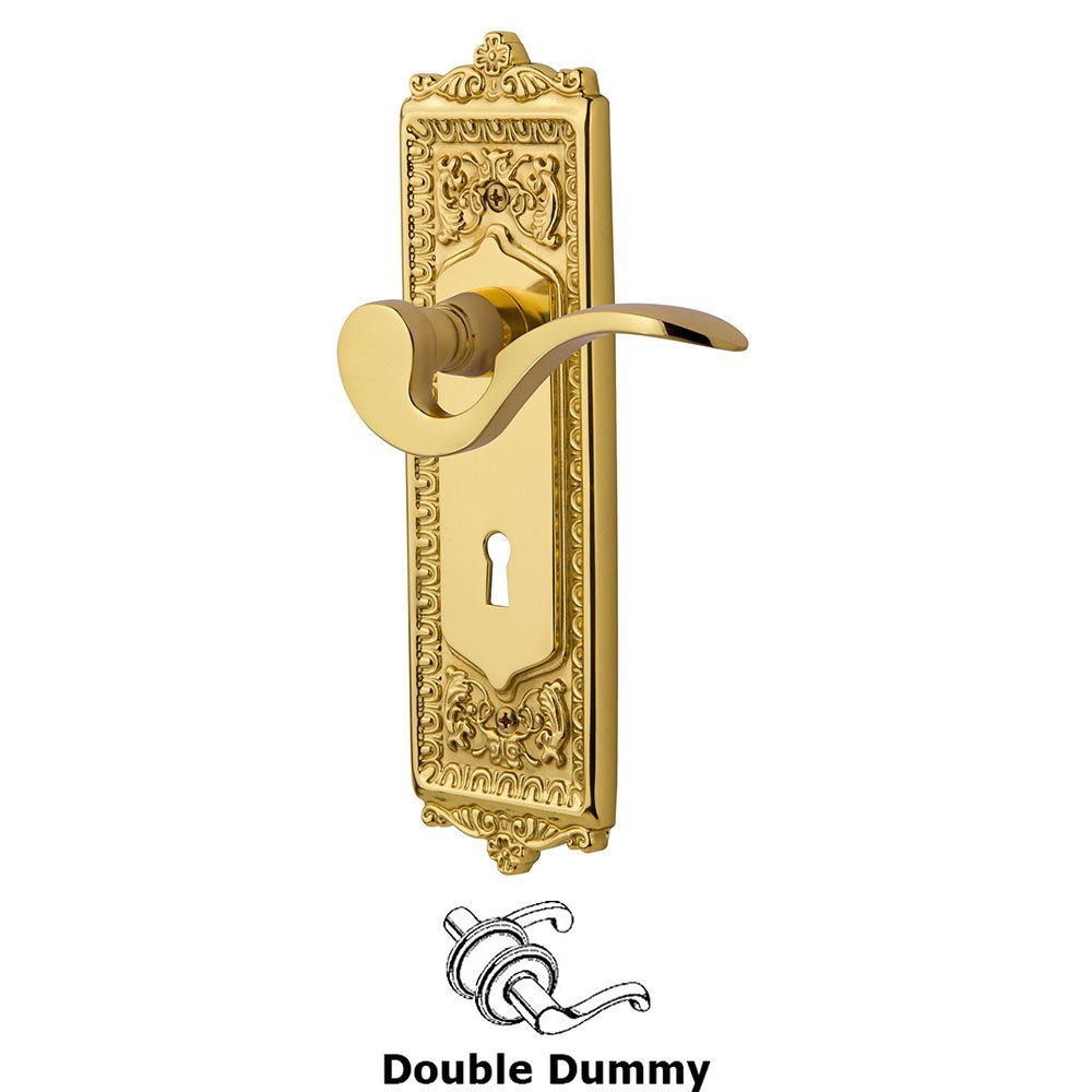 Nostalgic Warehouse Egg & Dart Plate Double Dummy with Keyhole and  Manor Lever in Polished Brass