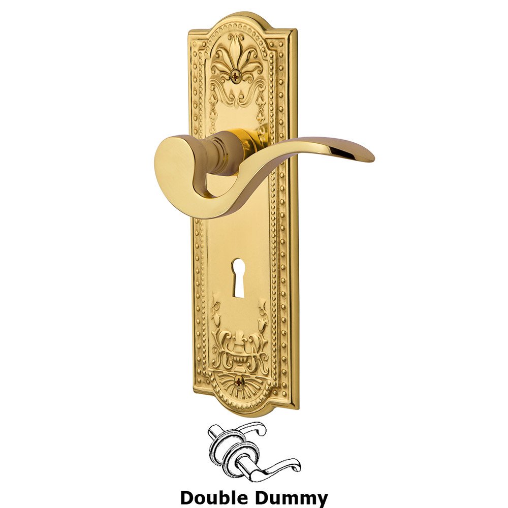 Nostalgic Warehouse Meadows Plate Double Dummy with Keyhole and  Manor Lever in Polished Brass