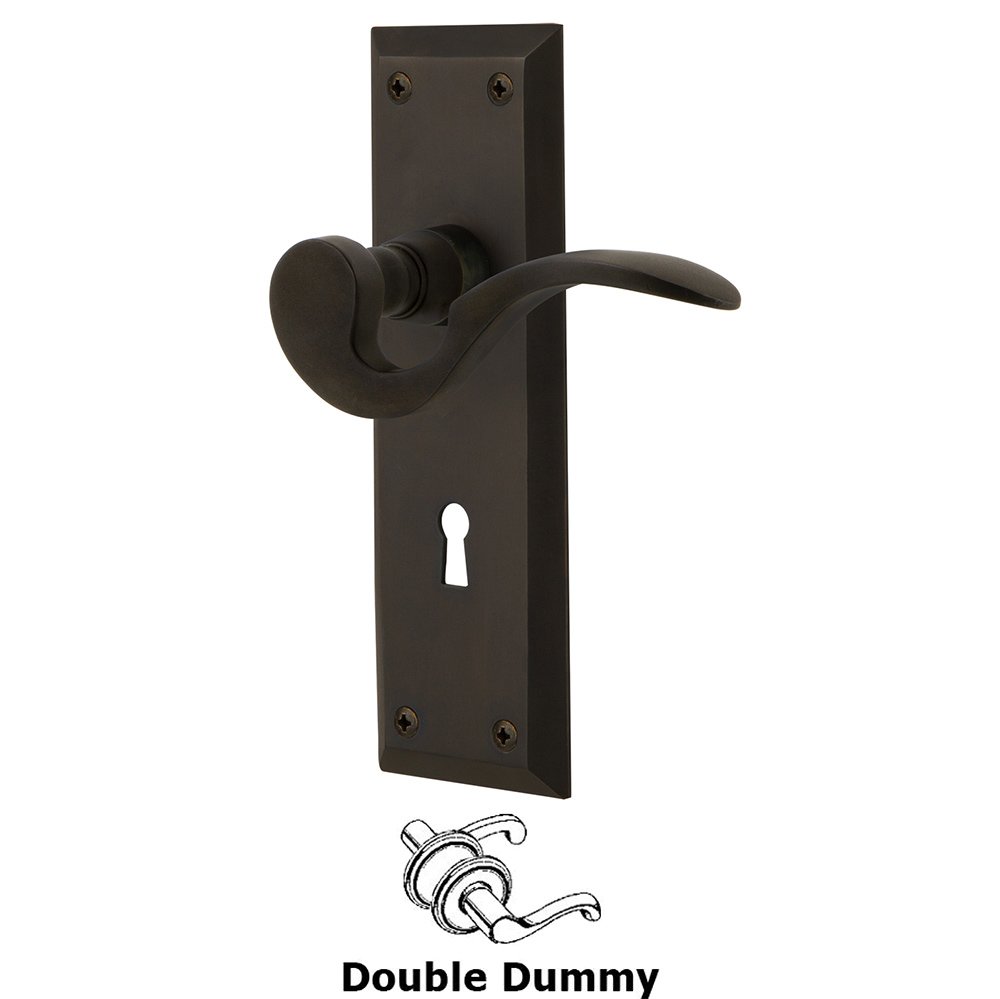 Nostalgic Warehouse New York Plate Double Dummy with Keyhole and  Manor Lever in Oil-Rubbed Bronze