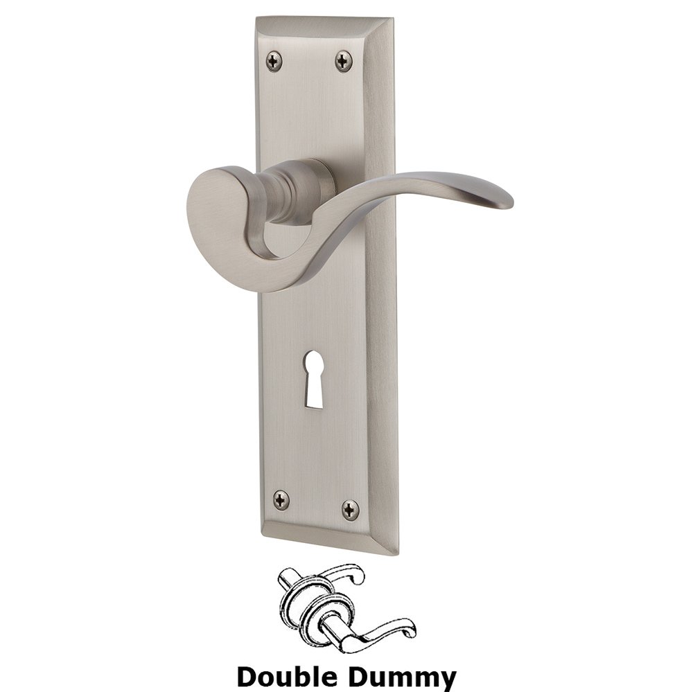 Nostalgic Warehouse New York Plate Double Dummy with Keyhole and  Manor Lever in Satin Nickel