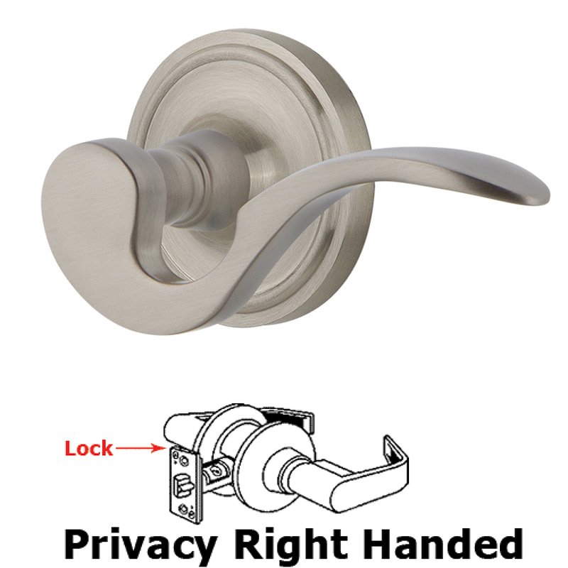 Nostalgic Warehouse Classic Rose Privacy Right Handed Manor Lever in Satin Nickel