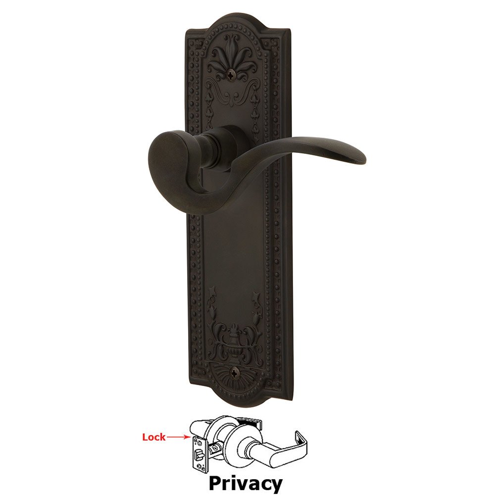 Nostalgic Warehouse Meadows Plate Privacy Manor Lever in Oil-Rubbed Bronze