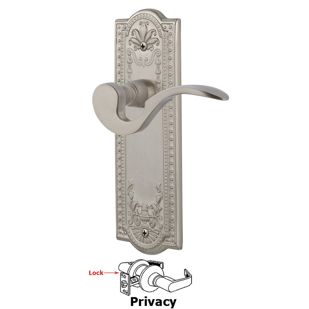 Nostalgic Warehouse Meadows Plate Privacy Manor Lever in Satin Nickel