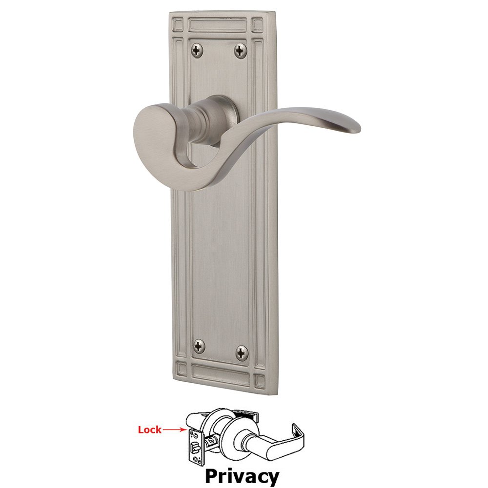 Nostalgic Warehouse Mission Plate Privacy Manor Lever in Satin Nickel