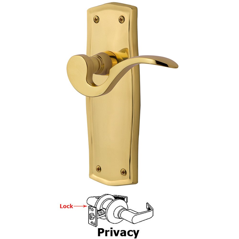 Nostalgic Warehouse Prairie Plate Privacy Manor Lever in Polished Brass