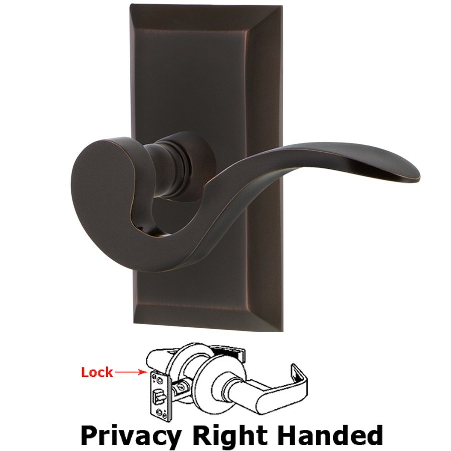 Nostalgic Warehouse Studio Plate Privacy Right Handed Manor Lever in Timeless Bronze