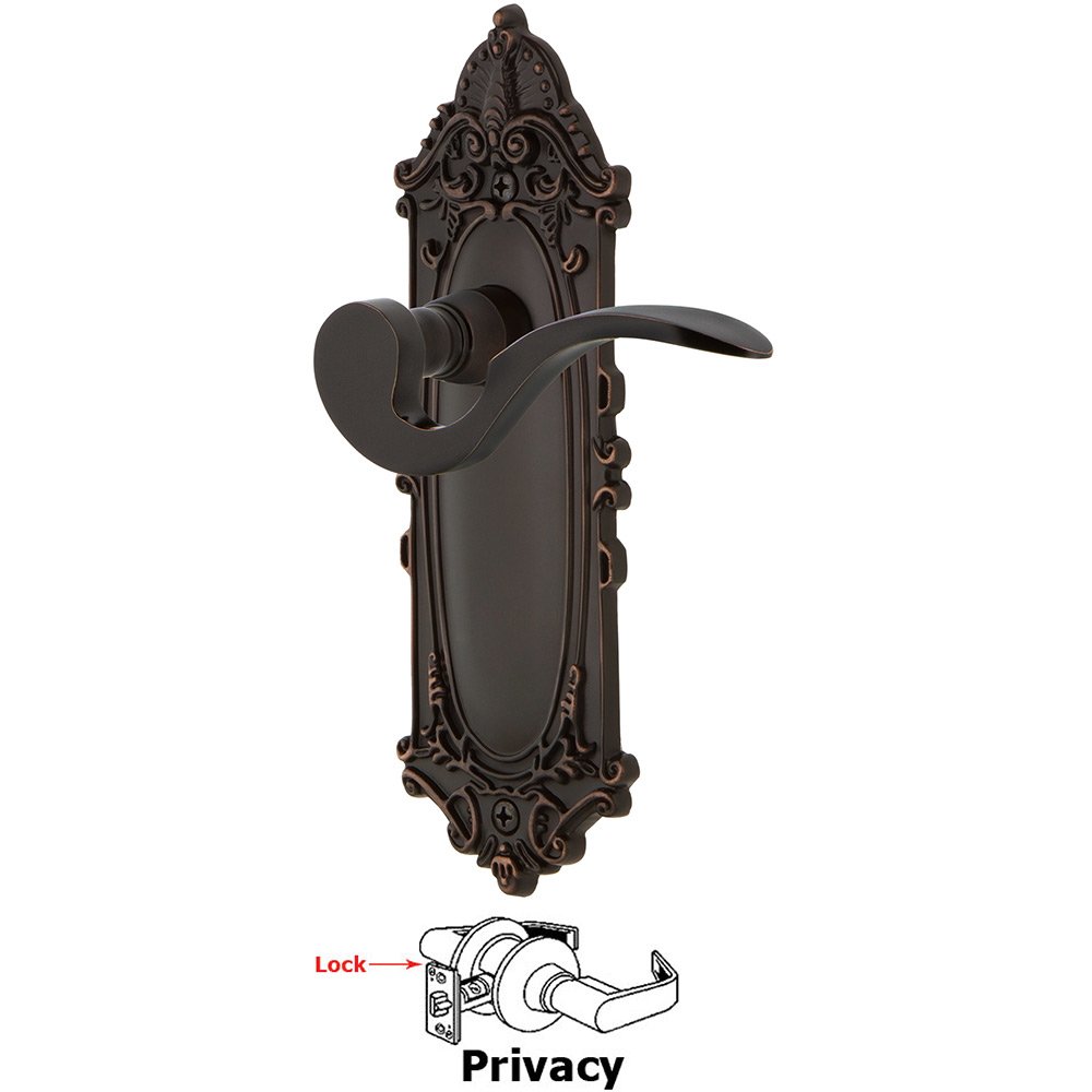 Nostalgic Warehouse Victorian Plate Privacy Manor Lever in Timeless Bronze