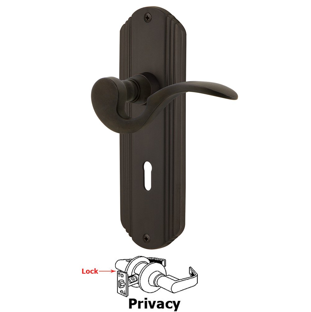 Nostalgic Warehouse Deco Plate Privacy with Keyhole and  Manor Lever in Oil-Rubbed Bronze