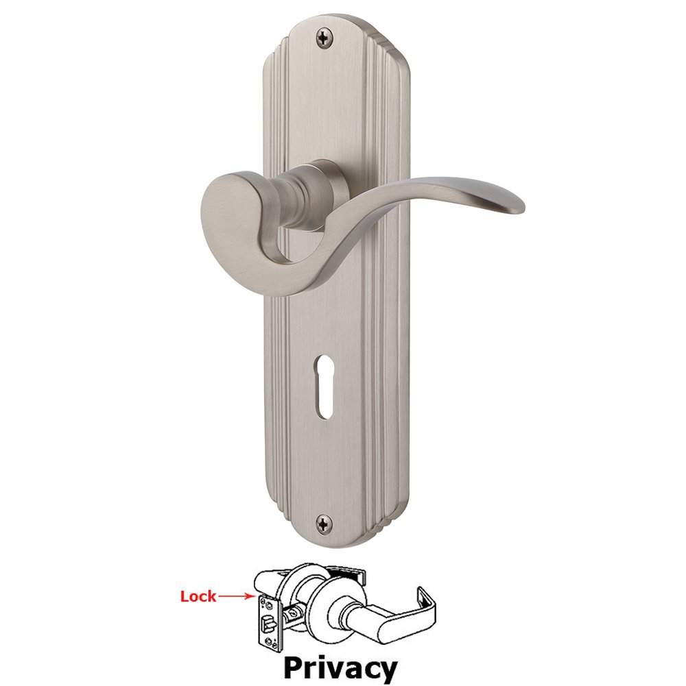 Nostalgic Warehouse Deco Plate Privacy with Keyhole and  Manor Lever in Satin Nickel
