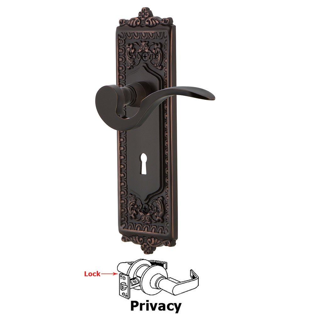 Nostalgic Warehouse Egg & Dart Plate Privacy with Keyhole and  Manor Lever in Timeless Bronze