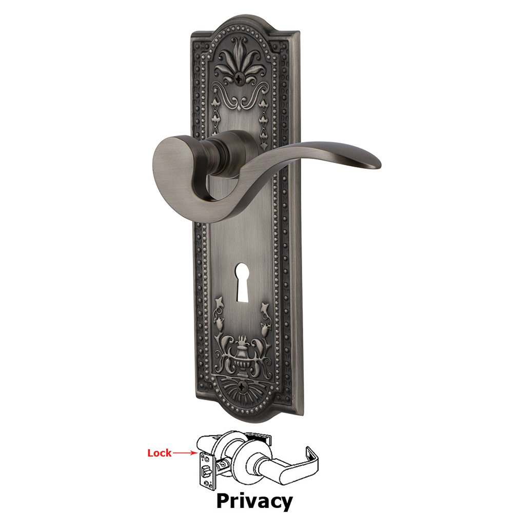 Nostalgic Warehouse Meadows Plate Privacy with Keyhole and  Manor Lever in Antique Pewter