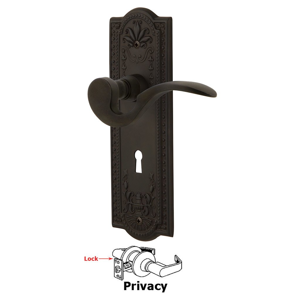 Nostalgic Warehouse Meadows Plate Privacy with Keyhole and  Manor Lever in Oil-Rubbed Bronze