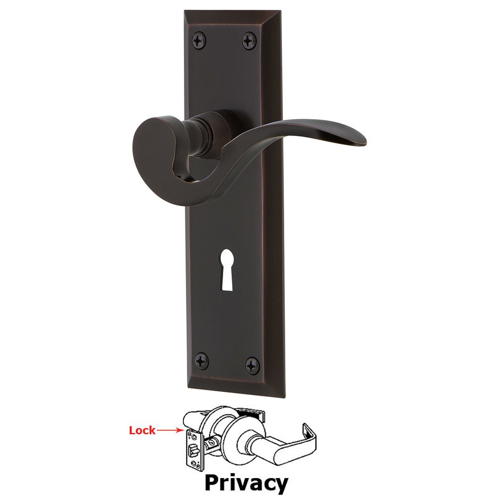Nostalgic Warehouse New York Plate Privacy with Keyhole and  Manor Lever in Timeless Bronze