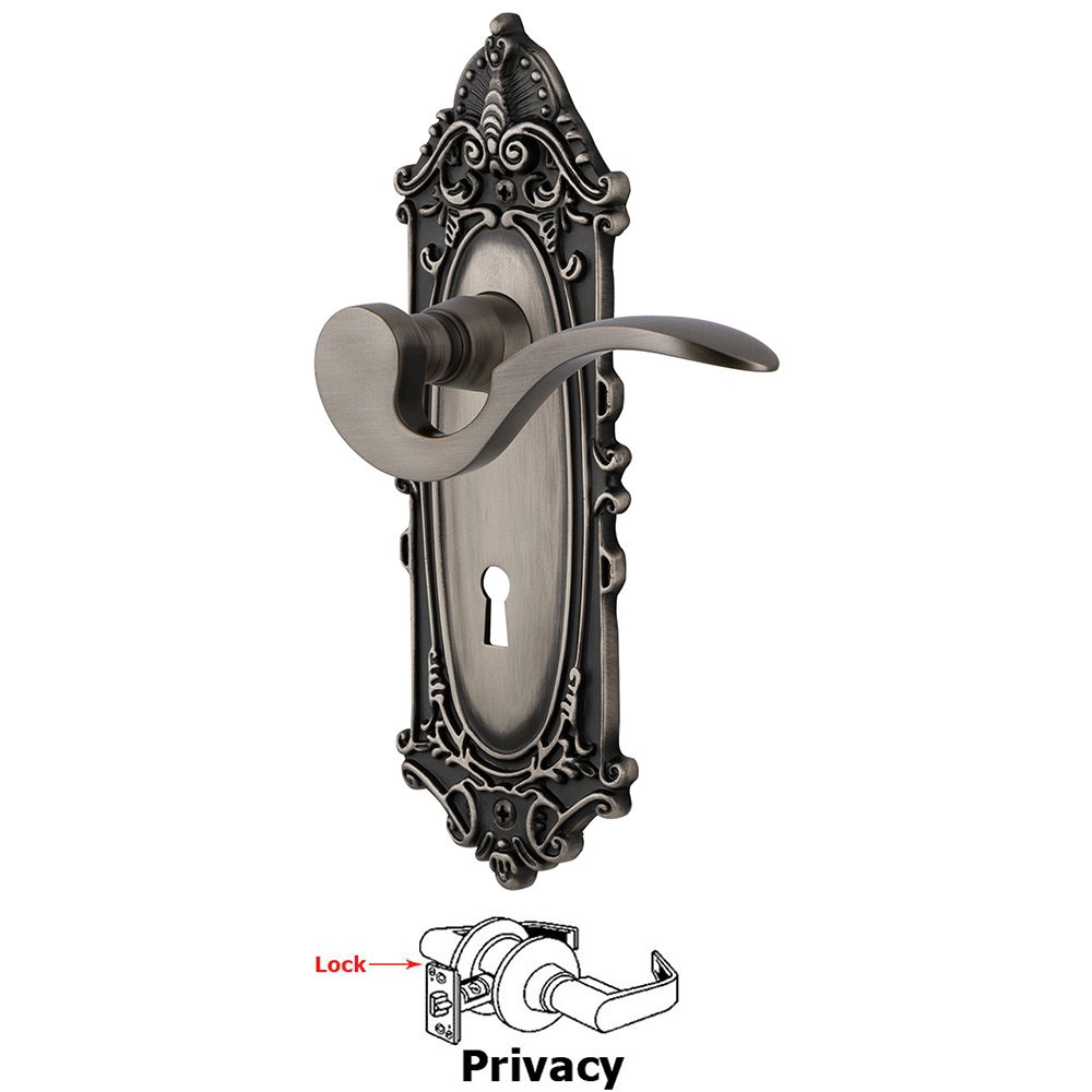 Nostalgic Warehouse Victorian Plate Privacy with Keyhole and  Manor Lever in Antique Pewter