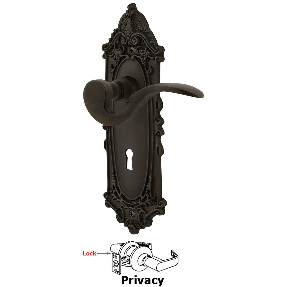 Nostalgic Warehouse Victorian Plate Privacy with Keyhole and  Manor Lever in Oil-Rubbed Bronze
