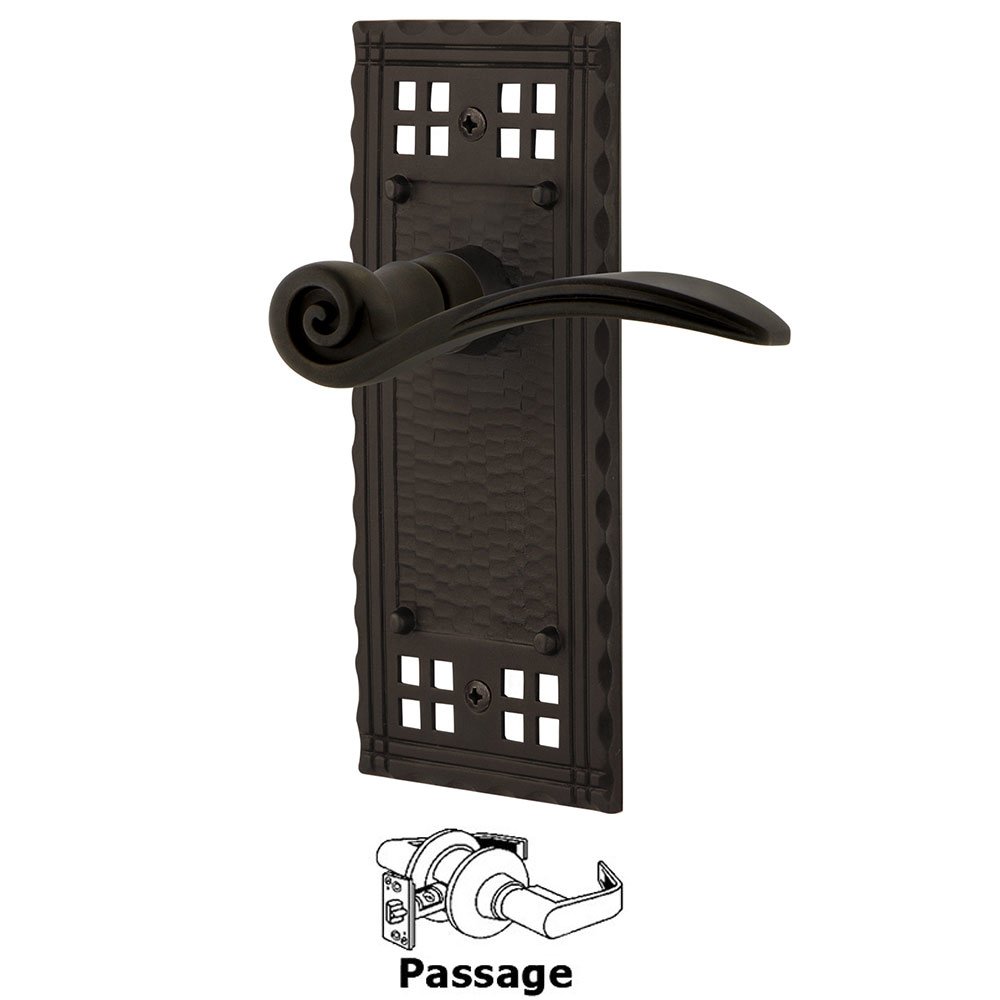 Nostalgic Warehouse Craftsman Plate Passage Swan Lever in Oil-Rubbed Bronze