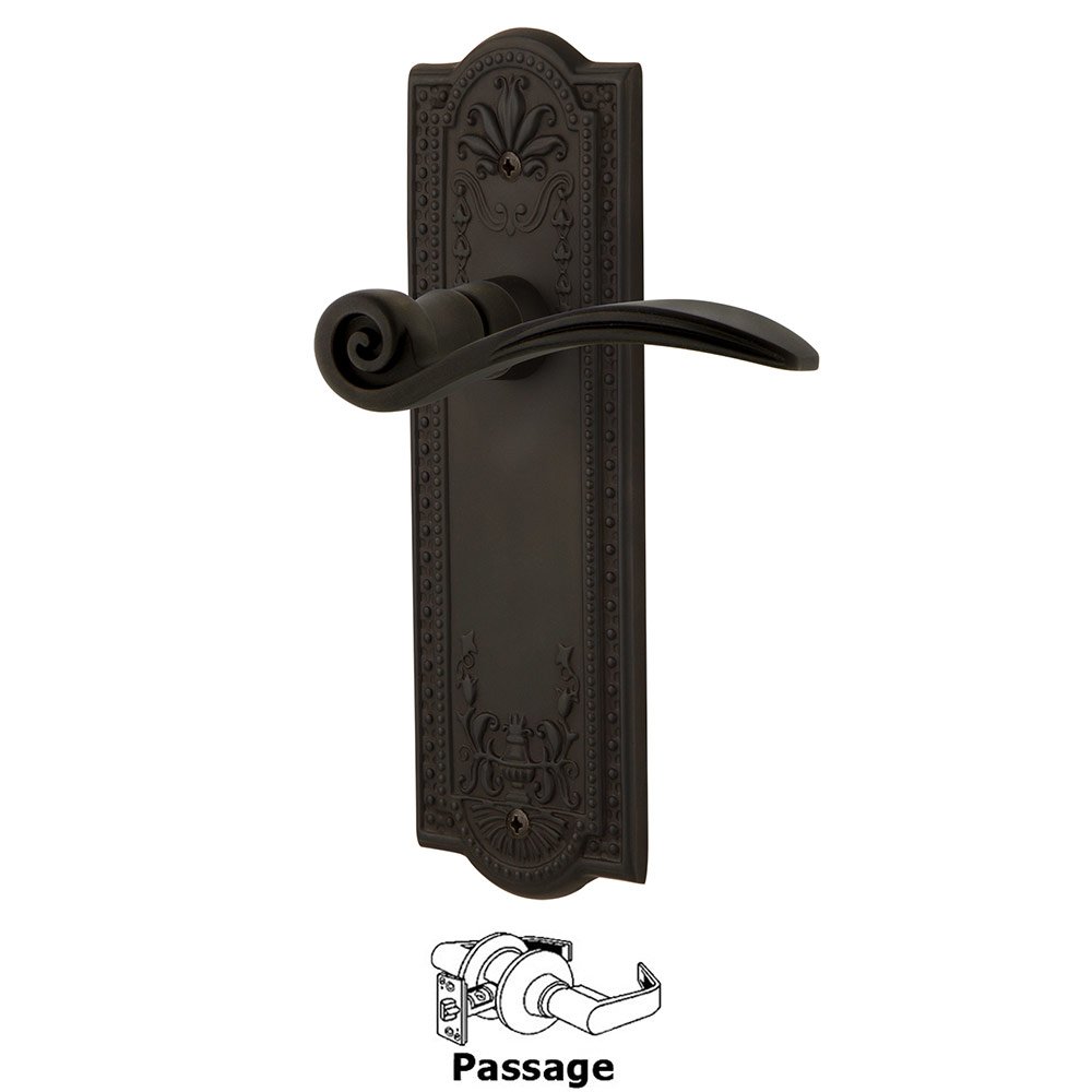 Nostalgic Warehouse Meadows Plate Passage Swan Lever in Oil-Rubbed Bronze