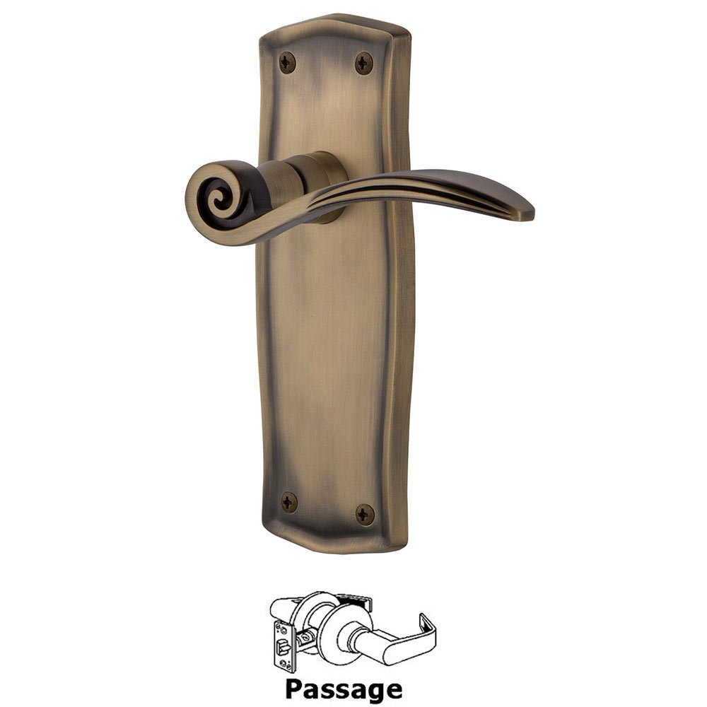 Nostalgic Warehouse Prairie Plate Passage Swan Lever in Antique Brass