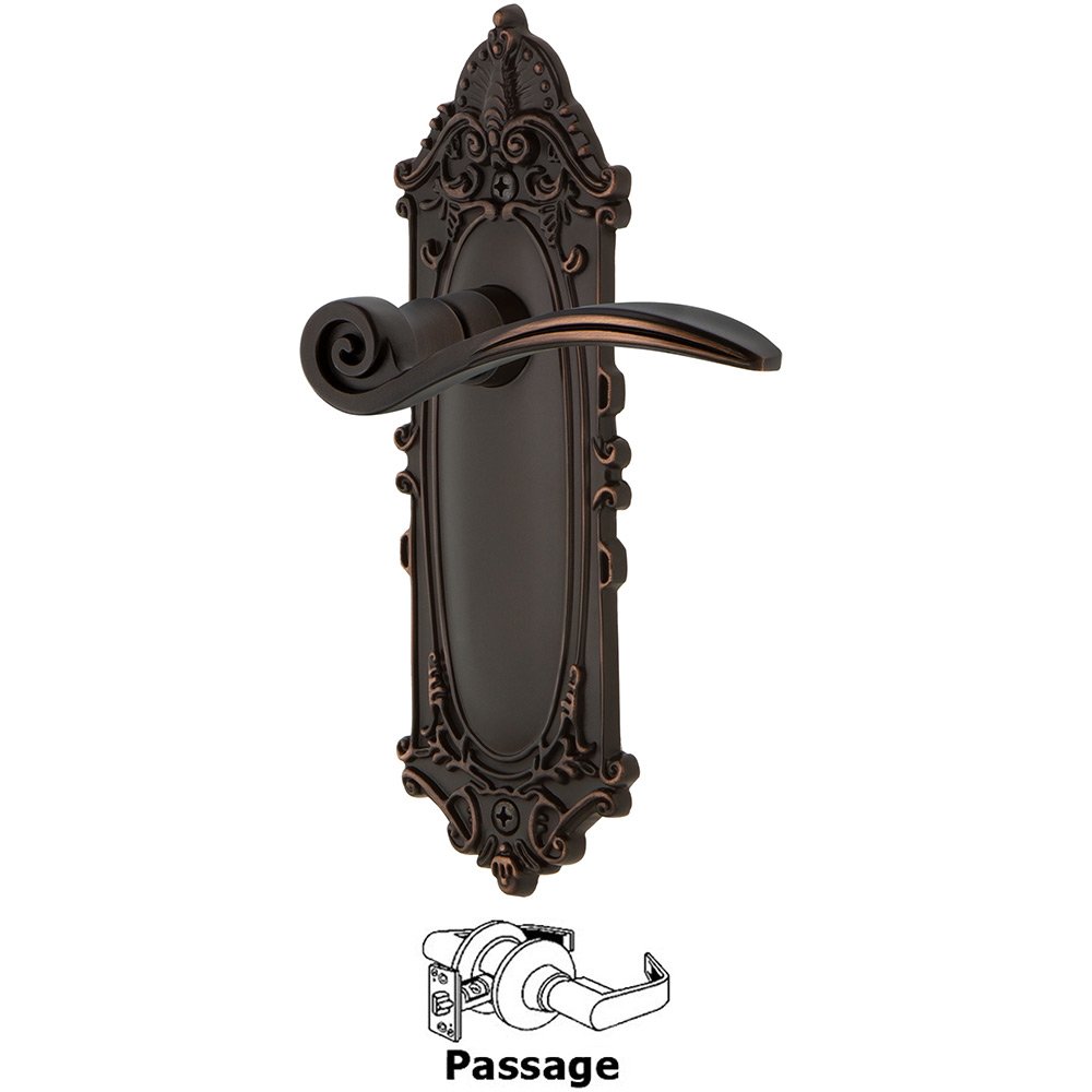 Nostalgic Warehouse Victorian Plate Passage Swan Lever in Timeless Bronze