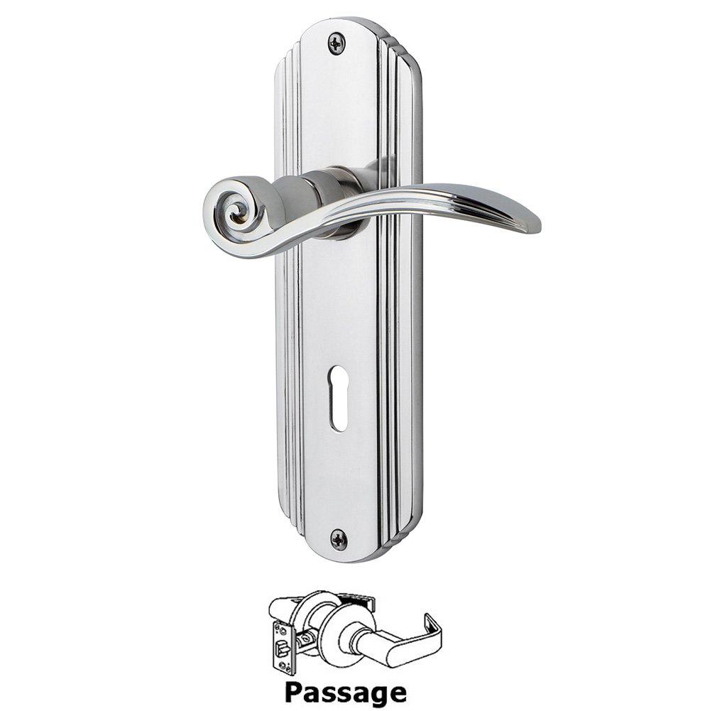 Nostalgic Warehouse Deco Plate Passage with Keyhole and  Swan Lever in Bright Chrome