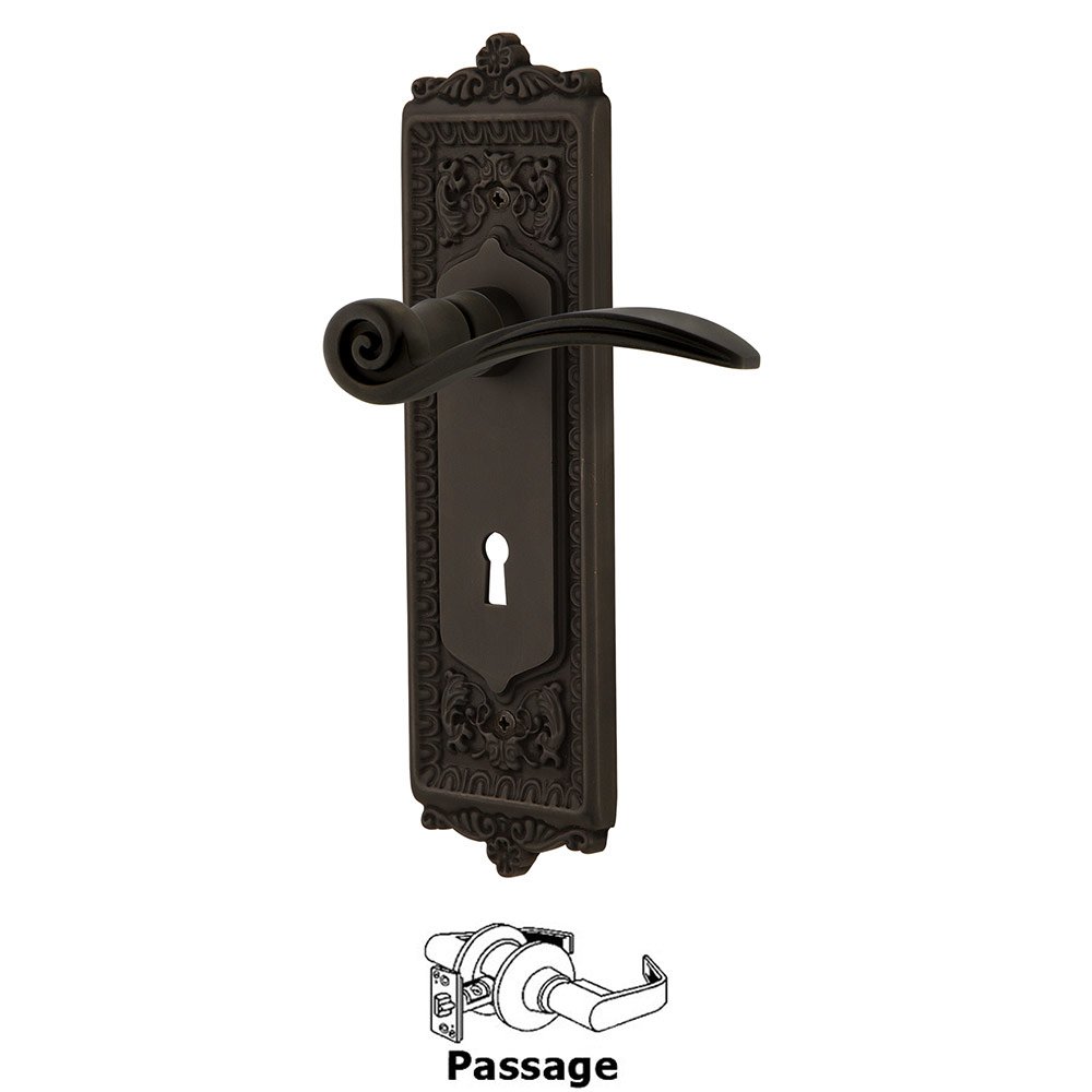 Nostalgic Warehouse Egg & Dart Plate Passage with Keyhole and  Swan Lever in Oil-Rubbed Bronze