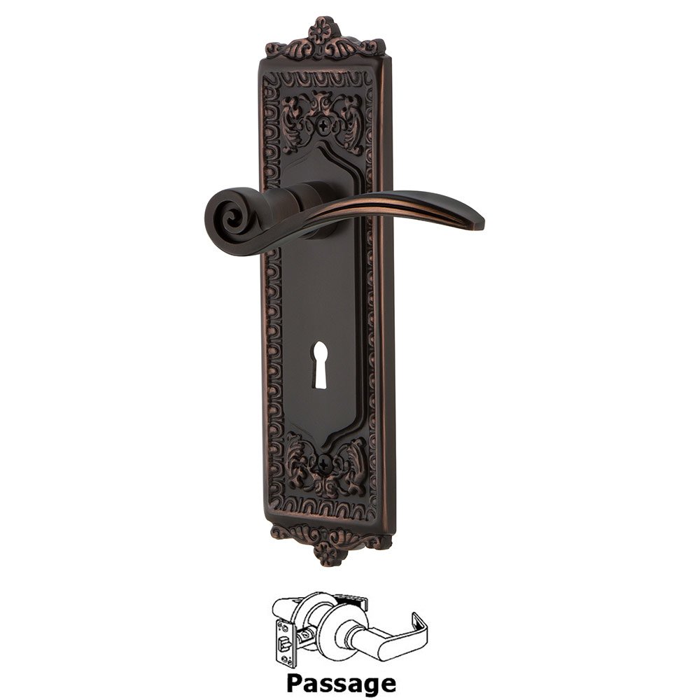 Nostalgic Warehouse Egg & Dart Plate Passage with Keyhole and  Swan Lever in Timeless Bronze