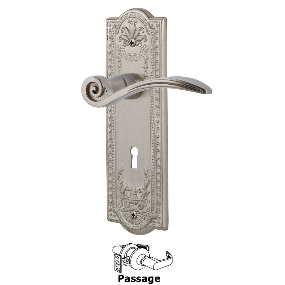 Nostalgic Warehouse Meadows Plate Passage with Keyhole and  Swan Lever in Satin Nickel