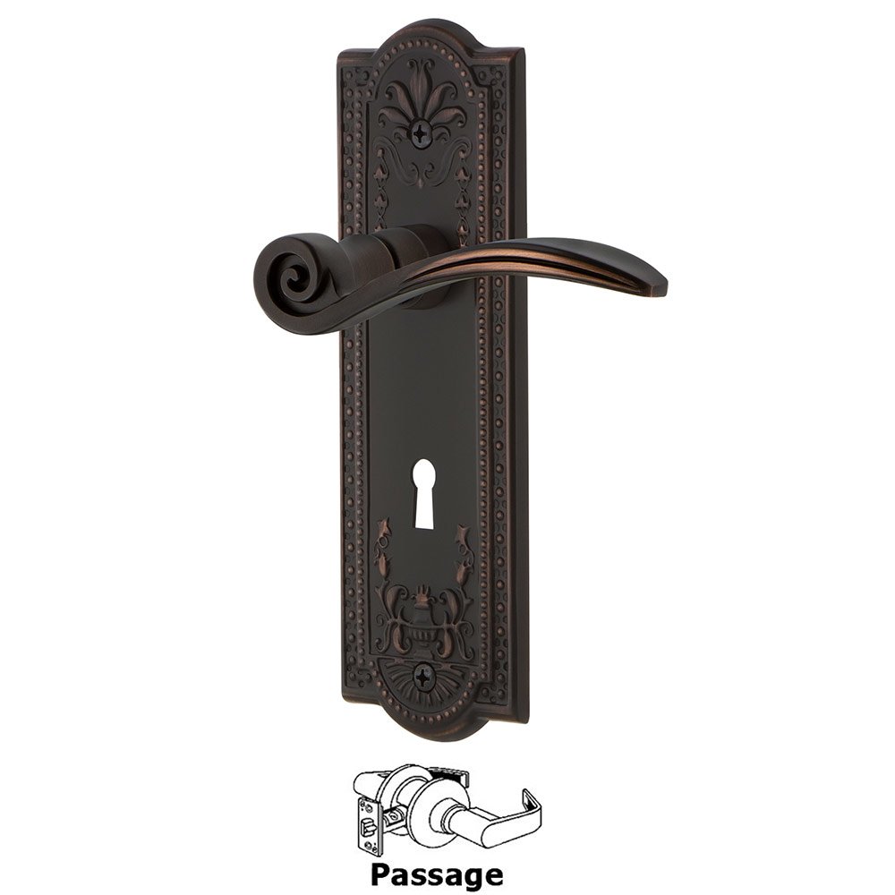 Nostalgic Warehouse Meadows Plate Passage with Keyhole and  Swan Lever in Timeless Bronze