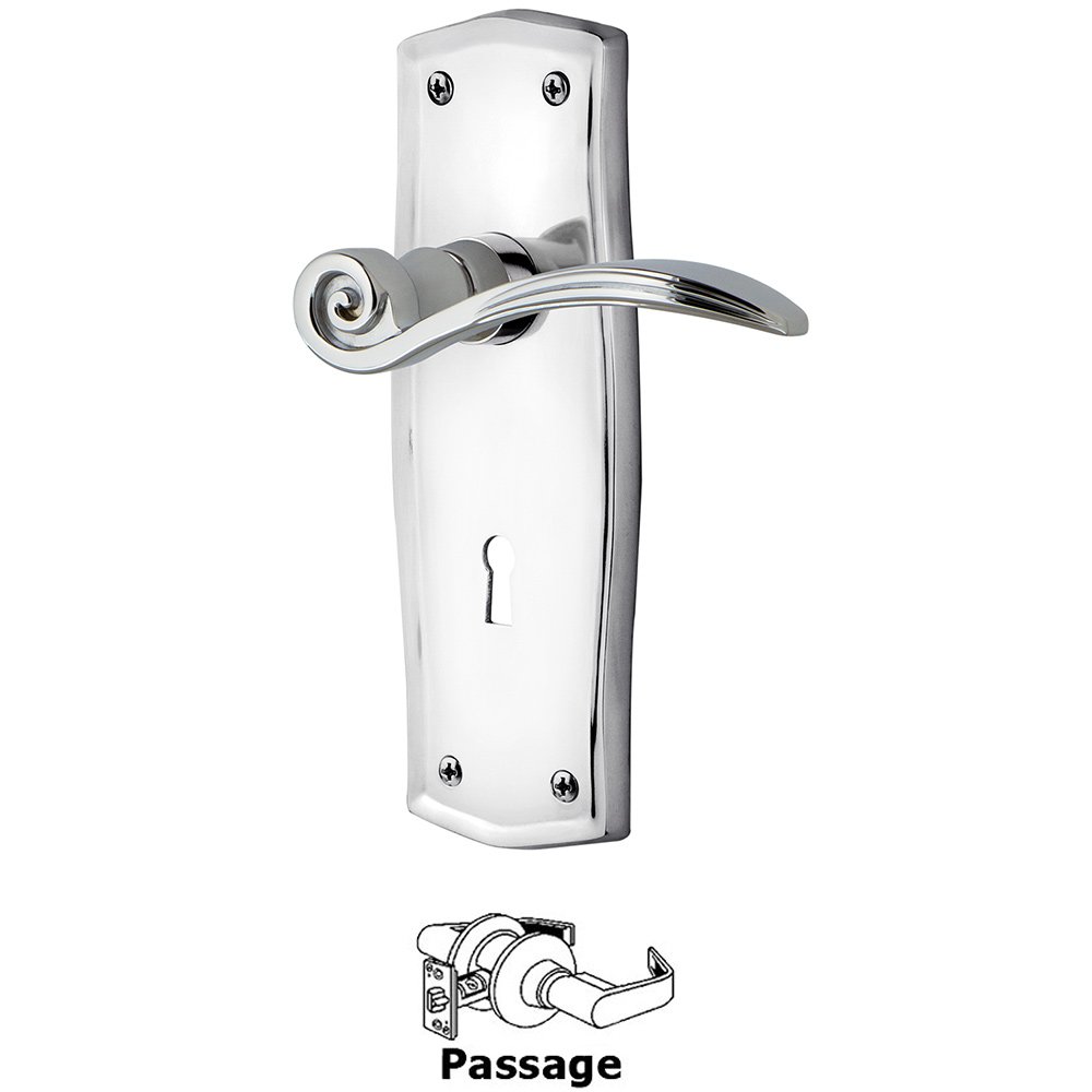 Nostalgic Warehouse Prairie Plate Passage with Keyhole and  Swan Lever in Bright Chrome