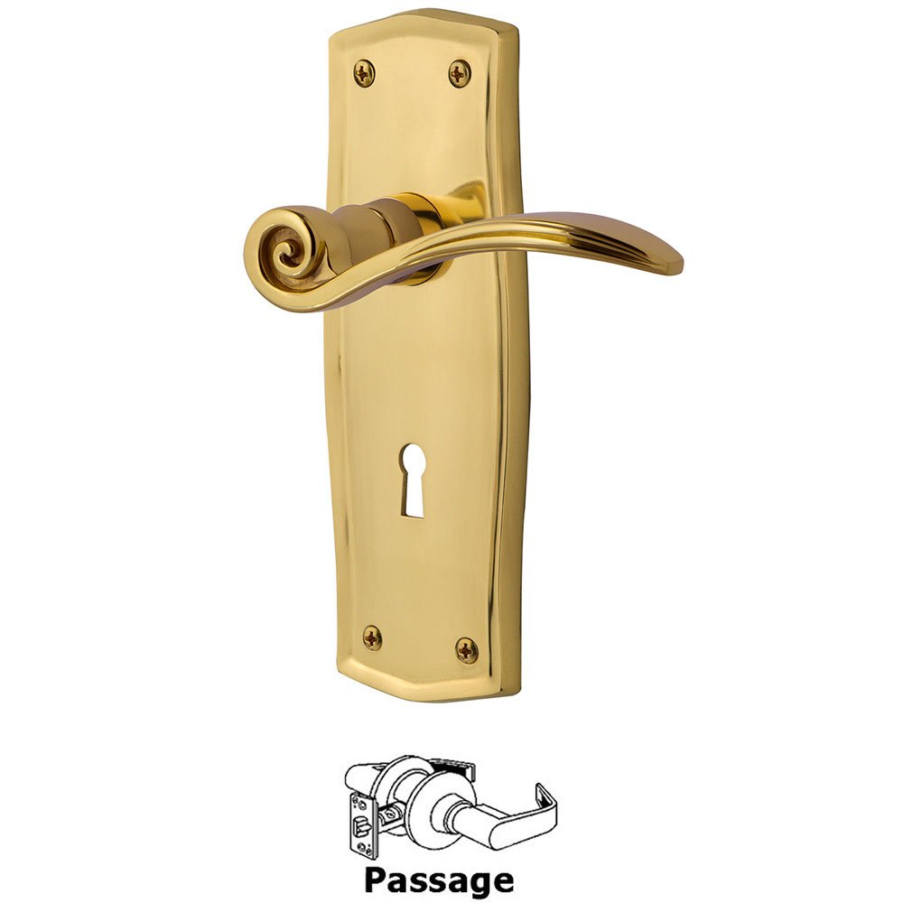 Nostalgic Warehouse Prairie Plate Passage with Keyhole and  Swan Lever in Polished Brass