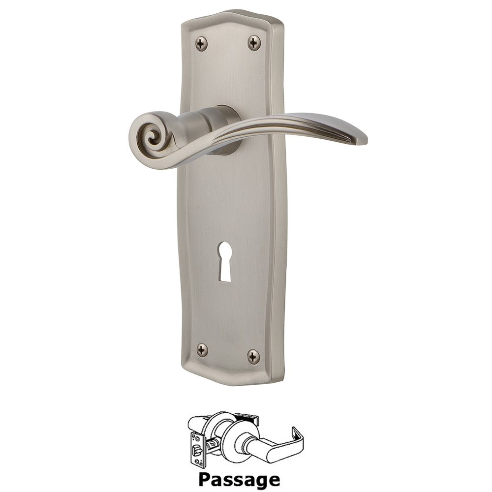 Nostalgic Warehouse Prairie Plate Passage with Keyhole and  Swan Lever in Satin Nickel