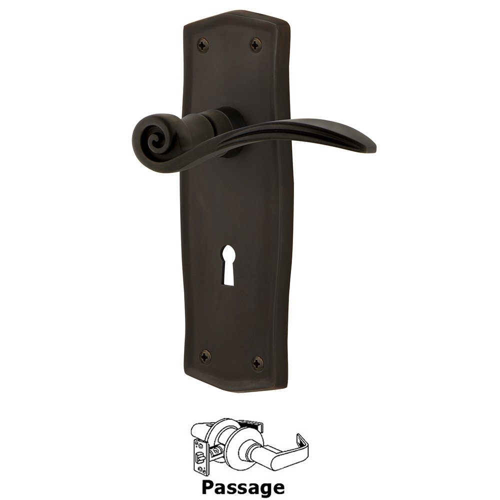 Nostalgic Warehouse Prairie Plate Passage with Keyhole and  Swan Lever in Oil-Rubbed Bronze