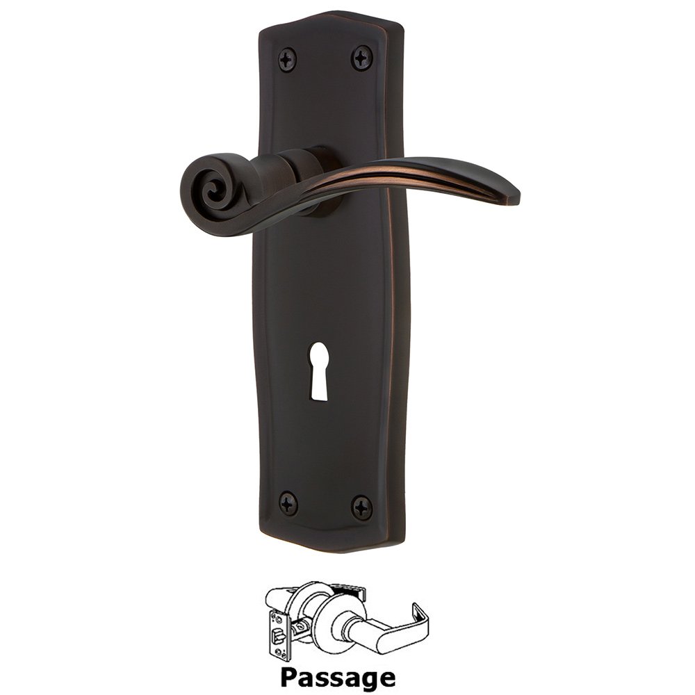 Nostalgic Warehouse Prairie Plate Passage with Keyhole and  Swan Lever in Timeless Bronze