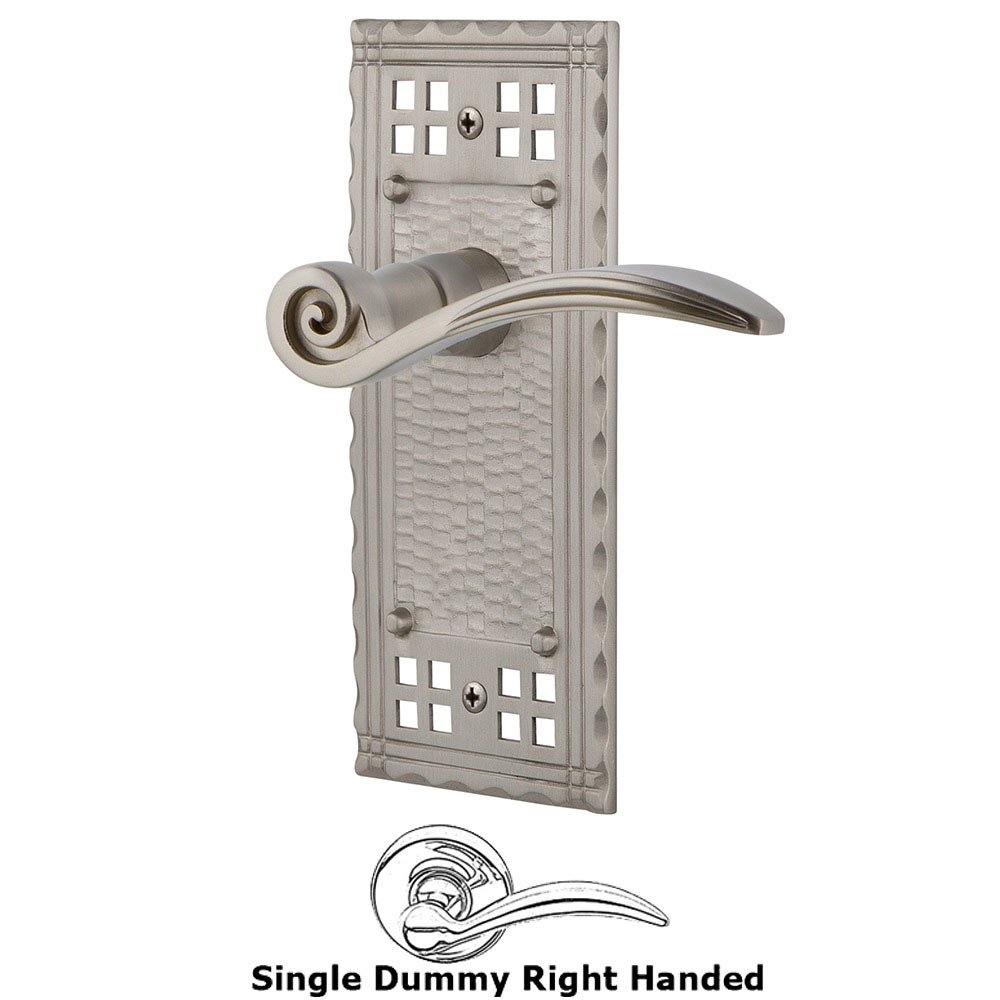 Nostalgic Warehouse Craftsman Plate Single Dummy Right Handed Swan Lever in Satin Nickel