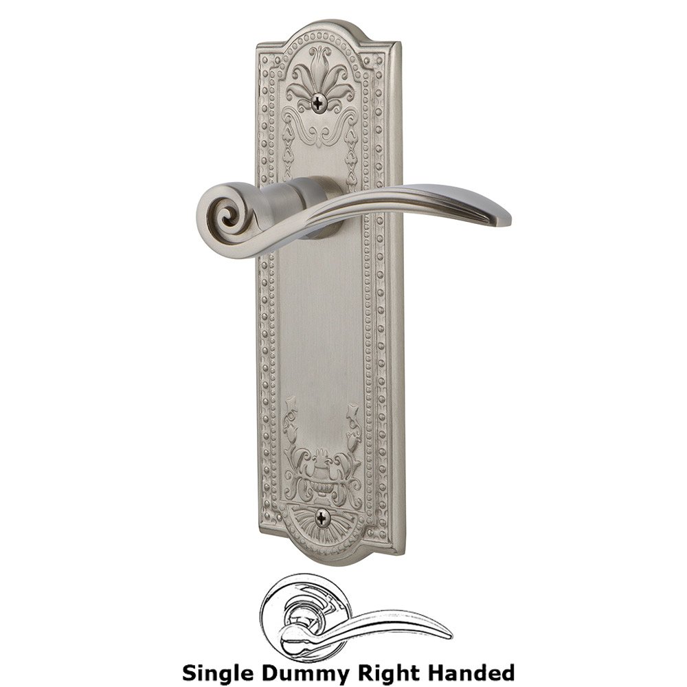 Nostalgic Warehouse Meadows Plate Single Dummy Right Handed Swan Lever in Satin Nickel