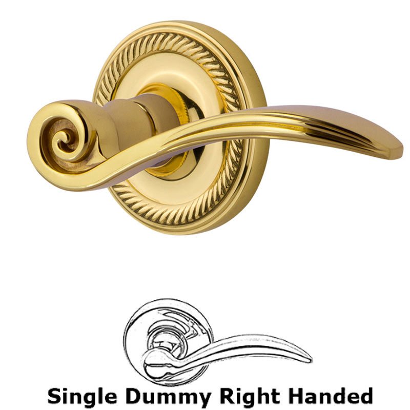 Nostalgic Warehouse Rope Rose Single Dummy Right Handed Swan Lever in Polished Brass