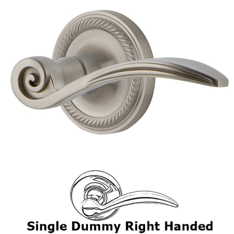 Nostalgic Warehouse Rope Rose Single Dummy Right Handed Swan Lever in Satin Nickel