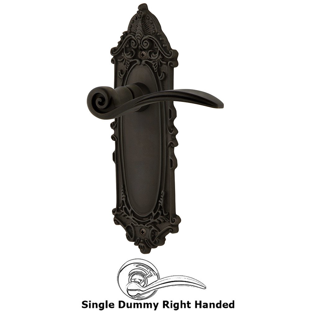 Nostalgic Warehouse Victorian Plate Single Dummy Right Handed Swan Lever in Oil-Rubbed Bronze
