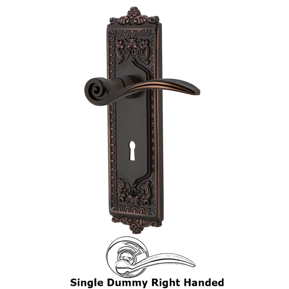 Nostalgic Warehouse Egg & Dart Plate Single Dummy with Keyhole Right Handed Swan Lever in Timeless Bronze