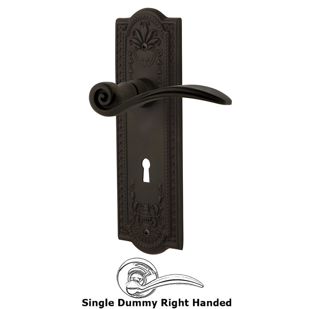 Nostalgic Warehouse Meadows Plate Single Dummy with Keyhole Right Handed Swan Lever in Oil-Rubbed Bronze