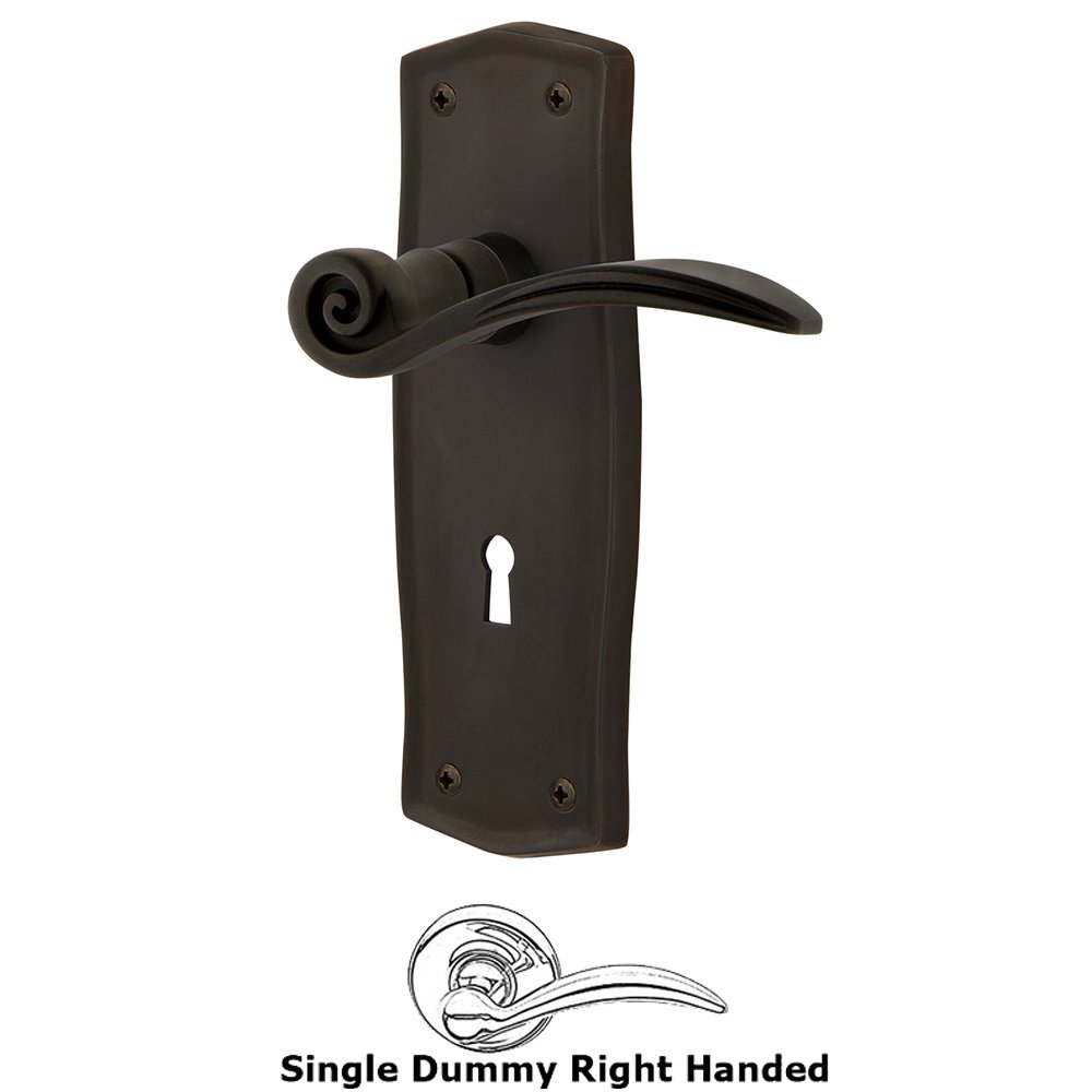 Nostalgic Warehouse Prairie Plate Single Dummy with Keyhole Right Handed Swan Lever in Oil-Rubbed Bronze