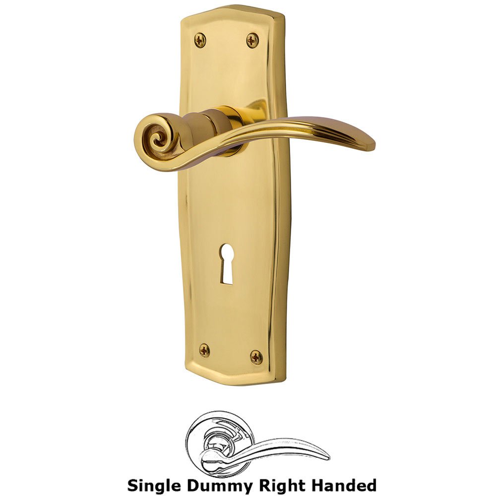 Nostalgic Warehouse Prairie Plate Single Dummy with Keyhole Right Handed Swan Lever in Unlacquered Brass