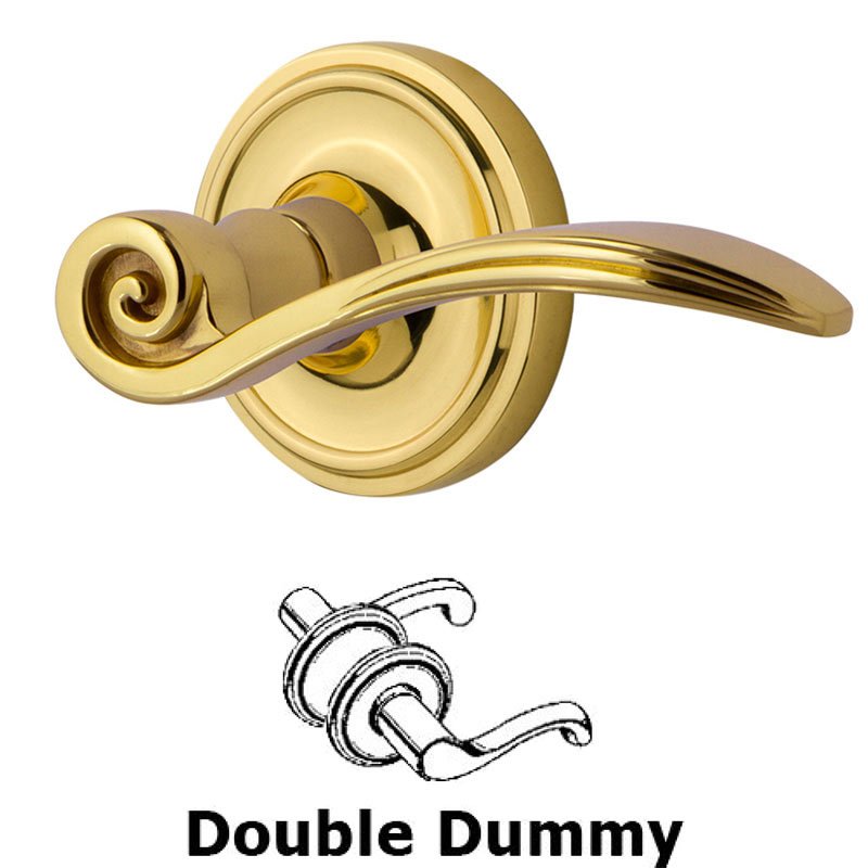 Nostalgic Warehouse Classic Rose Double Dummy Swan Lever in Polished Brass