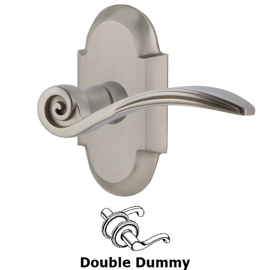Nostalgic Warehouse Cottage Plate Double Dummy Swan Lever in Satin Nickel