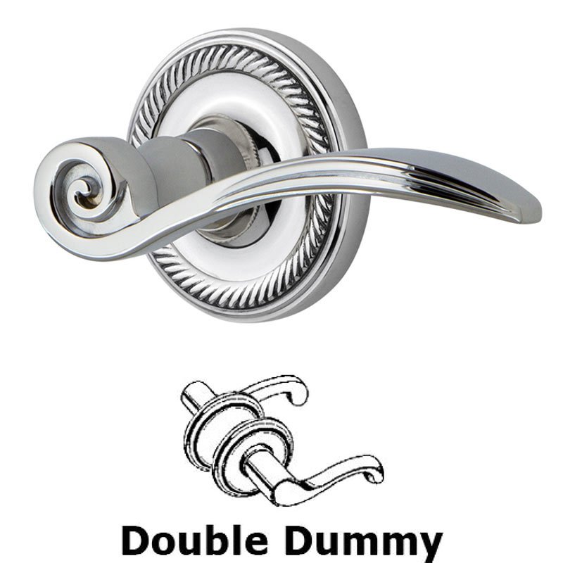 Nostalgic Warehouse Rope Rose Double Dummy Swan Lever in Bright Chrome