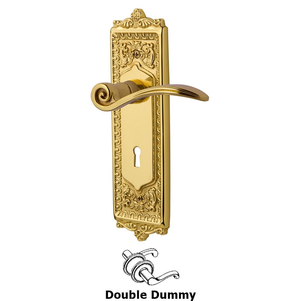 Nostalgic Warehouse Egg & Dart Plate Double Dummy with Keyhole and  Swan Lever in Unlacquered Brass