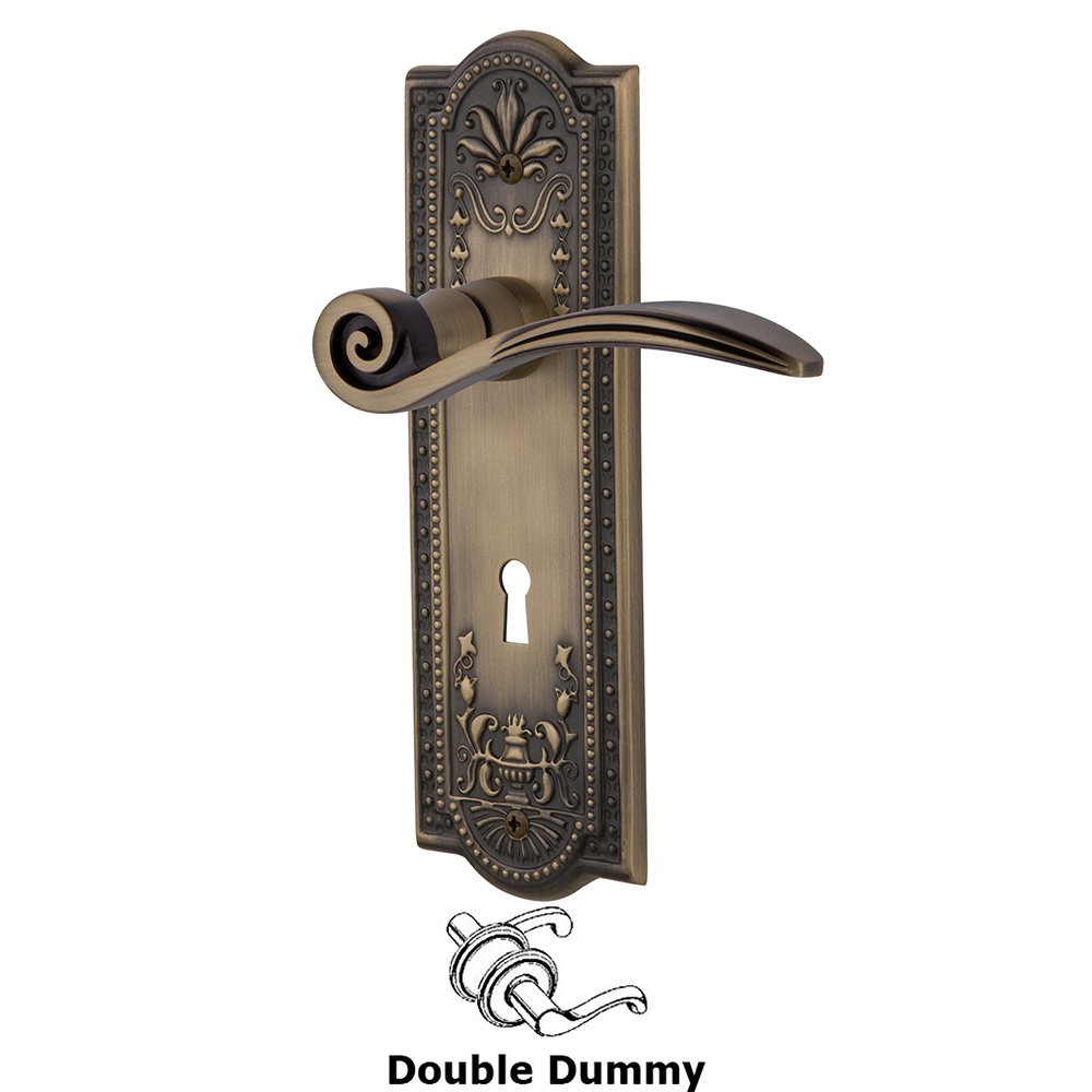 Nostalgic Warehouse Meadows Plate Double Dummy with Keyhole and  Swan Lever in Antique Brass